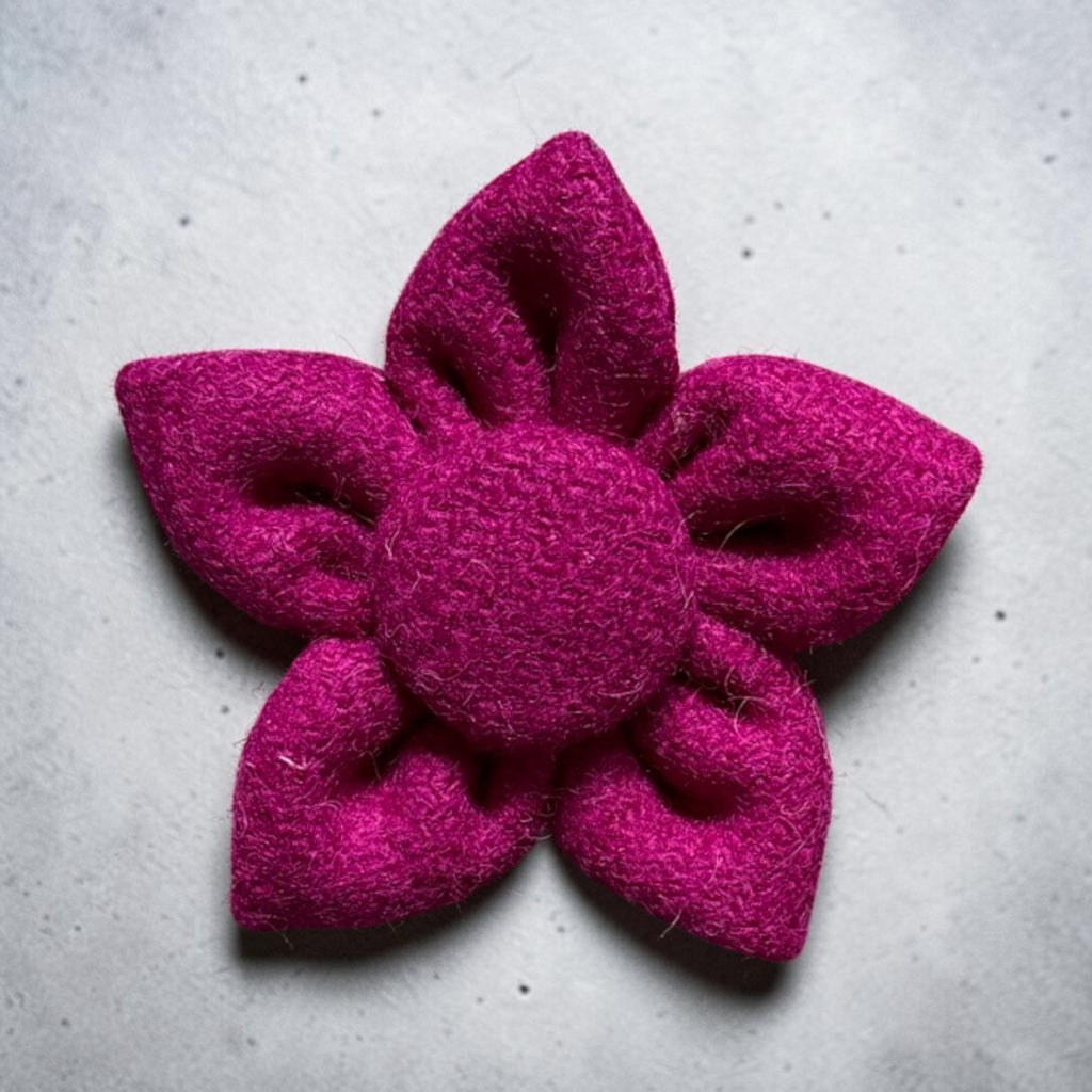 Harris Tweed pet collar flower